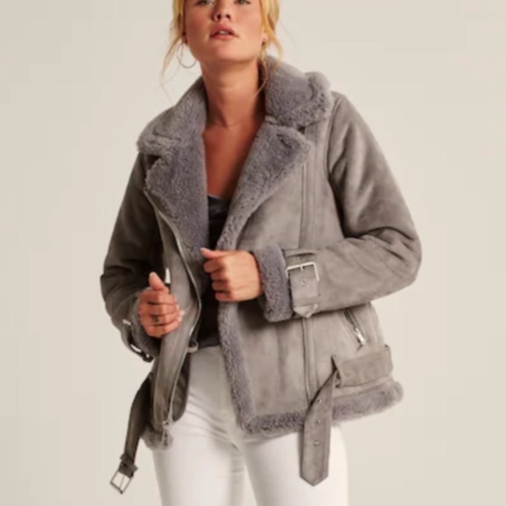 NWT Abercrombie & Fitch Suede Asymmetrical Zip Cozy Jacket
